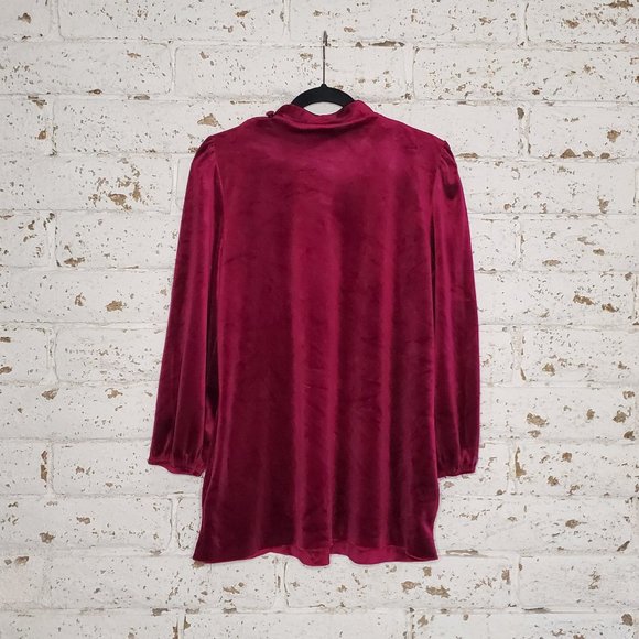 VINTAGE Lisanne 60s 70a Mini Velour Dress Wine Burgandy - Picture 2 of 16